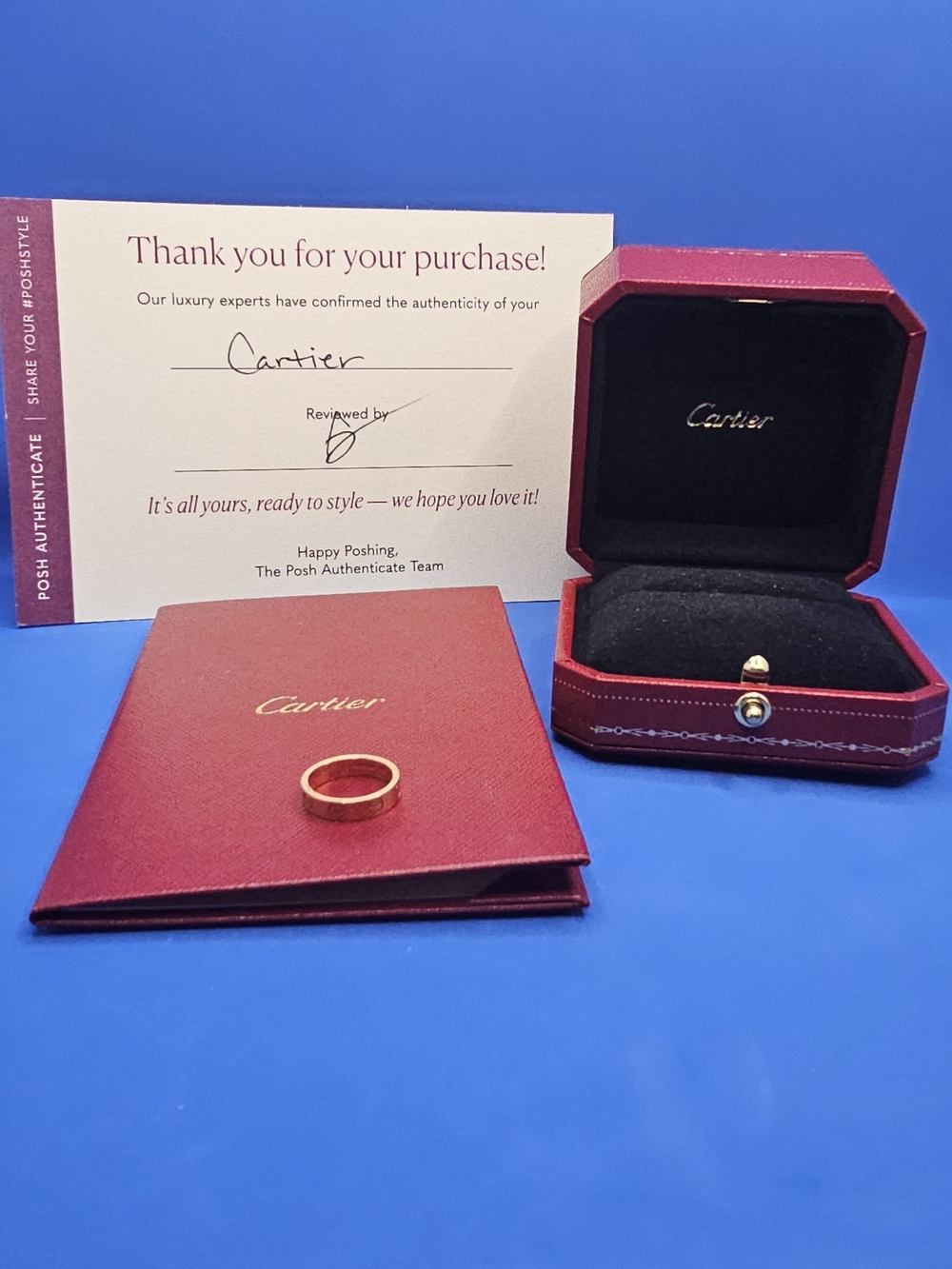Cartier LOVE Rose Gold Band with Red Ring Box and Certificate